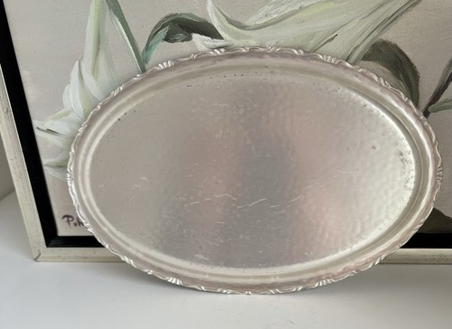 Ovales tablett versilbert - tablett,